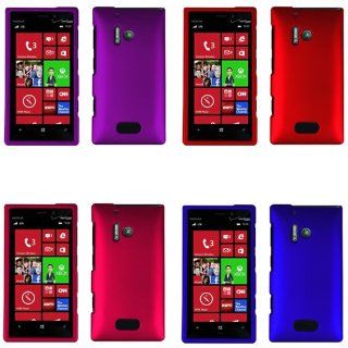 iFase Brand Nokia Lumia 928 Combo Rubber Dark Blue + Rubber Red + Rubber Purple + Rubber Rose Pink Protective Case Faceplate Cover for Nokia Lumia 928: Cell Phones & Accessories