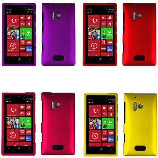 iFase Brand Nokia Lumia 928 Combo Rubber Red + Rubber Purple + Rubber Rose Pink + Rubber Yellow Protective Case Faceplate Cover for Nokia Lumia 928: Cell Phones & Accessories