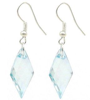 Diamond Shaped Light Blue Dangle Earrings Stylish Jewellery Jewelry
