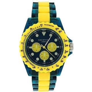 Identity London Unisex Yellow & Green Mock Sub Dial Plastic Strap Watch 932/3489 Watches