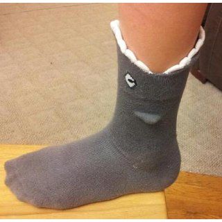 Shark Bite 3 Dimensional Trouser Socks by Foot Traffic One Size (Women's Shoe Sizes 4 10): Clothing