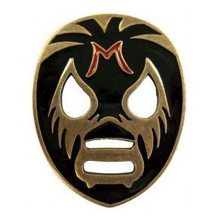Mexican Wrestler Mask   2.5" x 3"   Metal Belt Buckle: Clothing