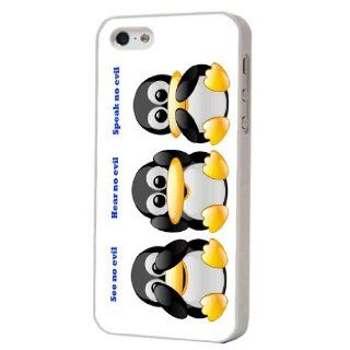 white frame funky cute See no evil hear no evil speak no evil penguins Design iphone 5 5S Case/Back cover Hard Plastic Case: Cell Phones & Accessories