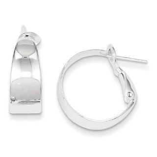Sterling Silver Polished Omega Back Hoop Earrings: Jewelry