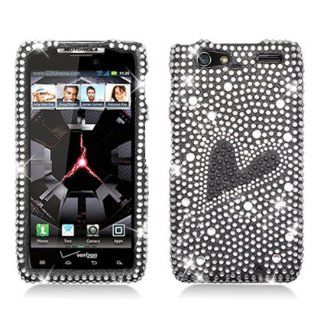 AIMO Heart Rhinestone/Crystal/Bling/Diamond Hard Case Cover For Motorola Droid Razr Maxx XT913 Black: Cell Phones & Accessories