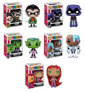 Funko Pop! Television: Teen Titans Go! Set of 5 (Robin, Cyborg, Beast Boy, Raven & Starfire): Toys & Games