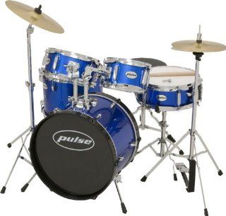 Pulse 5 piece Junior Drum Set Metallic Blue: Musical Instruments