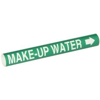 Brady 4093 B Bradysnap On Pipe Marker, B 915, White On Green Coiled Printed Plastic Sheet, Legend "Make Up Water" Industrial Pipe Markers