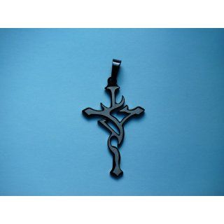Tribal Fashion: Designer Inspired Surgical Stainless Steel Tribal Cross Pendant on a Stainless Steel Ball Chain for Men: Pendant Necklaces: Jewelry