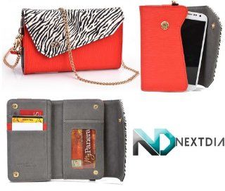 Smartphone Wristlet for Nokia Lumia 521 RM 917 (T Mobile) [Red Parrot/Ivory White Tiger Print] with Gold Shoulder Stap + Complimentary NextDia ™ Velcro Cable Wrap: Toys & Games