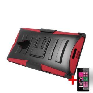 NOKIA LUMIA 1520 BLACK RED HYBRID KICKSTAND COVER BELT CLIP HOLSTER CASE + FREE SCREEN PROTECTOR from [ACCESSORY ARENA]: Cell Phones & Accessories