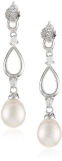 Bella Pearl Fancy Dangling Pearl Earrings: Jewelry