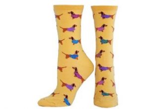 Socksmith Women's Yellow Haute Dog Crew Socks: Clothing