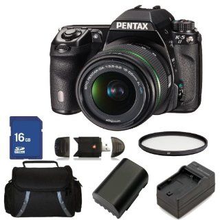 Pentax K 5 II 16.3 MP DSLR DA 18 55mm WR Lens Kit (Black). Includes: UV Filter, 16GB Memory Card, High Speed Card Reader, Extended Life Replacement Battery, Charger & Carrying Case : Slr Digital Cameras : Camera & Photo