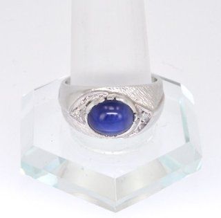 14K White Gold Sapphire Star and Diamond Ring: Jewelry