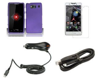 Motorola Droid Razr HD XT926 (Verizon) Premium Combo Pack   Purple Hard Shield Case + ATOM LED Keychain Light + Screen Protector + Micro USB Cable + Car Charger Cell Phones & Accessories