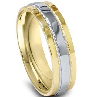 Mens 950 Platinum & 18K Gold Comfort Fit Wedding Band: Jewelry