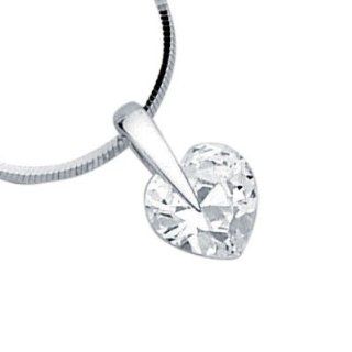 So Chic Jewels   Sterling Silver Facet Clear Cubic Zirconia Heart Pendant (Sold alone: cubic snake chain not included): So Chic Jewels: Jewelry