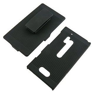 Rubberized Hard Shell Case w/ Holster Nokia Lumia 928 Black: Cell Phones & Accessories