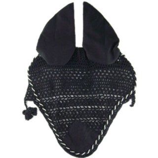 Crochet Horse Ear Net Handmade FLY Bonnet Fly Veil Insect Control Black: Sports & Outdoors
