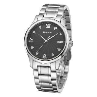 Baidi Men's BBD 72044B Black Crystal Dial Roman Numerals Stainless Steel Bracelet Watch: Watches
