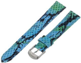 Timex Women's T7B955GZ 16mm Blue/Green Python Patterned Leather Watch Strap: Watches