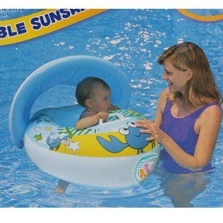 Inflatable Baby Float Seat Boat Ring Adjustable Sunshade Protect Swimming Pool: Toys & Games
