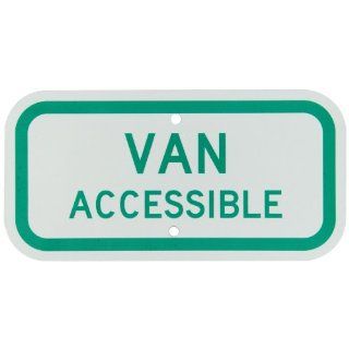 Brady 91387 6" Height, 12" Width, B 959 Reflective Aluminum, Green On White Color Handicapped Sign, Legend "Van Accessible": Industrial Warning Signs: Industrial & Scientific
