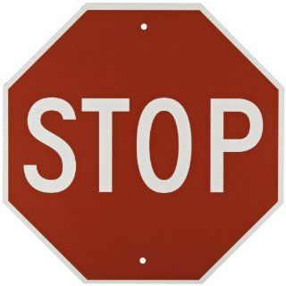 Brady 113280 18" Width x 18" Height B 959 Reflective Aluminum, White on Red Stop Sign, "Stop": Industrial Warning Signs: Industrial & Scientific