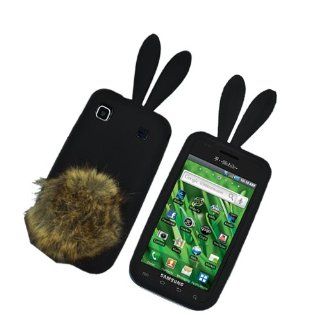 Samsung T959 T 959 Vibrant Galaxy S Solid Black Rabbit Bunny Animal with Brown Tail Silicone Skin Cover Case Cell Phone Protector: Cell Phones & Accessories