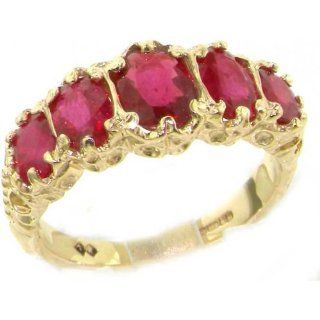 Luxury Ladies Victorian Style Solid Hallmarked 14K Yellow Gold Genuine Ruby Band Ring   Finger Sizes 5 to 12 Available   Suitable as an Eternity ring, Engagement ring, Promise ring, Anniversary ring or Wedding ring: Jewelry