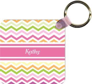 Rikki KnightTM "Kathy" Pink Chevron Name Key Chains (Set of 2) : Key Tags And Chains : Office Products