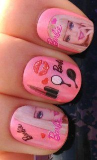 Adored   Nail Stickers Nail Tattoo Nail Wrap Water Transfer Decals Barbie Doll Face/Lipstick/Kiss/Mirror : False Nails : Beauty