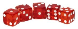 Set of 5 Loaded   Trick Dice 2,3,6 & 1,4,5, Transparent Red with White Pips: Toys & Games