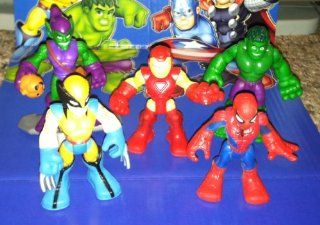 Marvel Super Hero Adventures   Mini Figure Collection (Spider man, Hulk, Iron Man, Wolverine, Green Goblin): Toys & Games