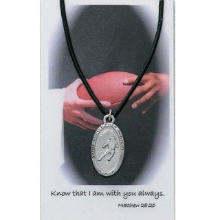 Athlete Protection Boys Football 1 inch Pewter Saint Christopher Sports Medal: Jewelry