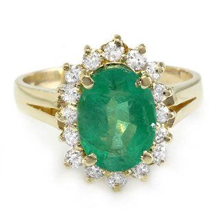 14K Yellow Gold Colombian Emerald and Diamond Ring: Jewelry