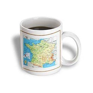 3dRose Map of Modern Day France Ceramic Mug, 15 Ounce: Kitchen & Dining