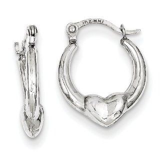 10k White Gold Heart Hollow Hoop Earrings, Best Quality Free Gift Box Satisfaction Guaranteed: Jewelry