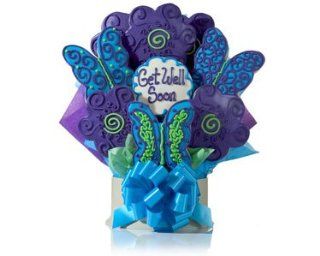 Get Well Soon Flowers & Butterflies Cookie Gift Bouquet (7 Cookie Asst.) : Baked Good Gifts : Grocery & Gourmet Food