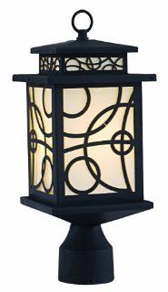 Park Madison Lighting PMO 977 31 1 Light Cast Aluminum Outdoor Post Head Fixture with Frosted Glass Panels and Black Finish, H=15" W=6 1/2"   Two Head Outdoor Lights For Posts  