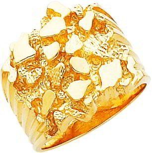 14K Yellow Gold Mens Nugget Ring Mens Jewelry Sz 10: Jewelry