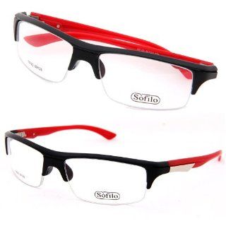 Unisex New Technology TR90 Eyeglasses Lithe Plain Glass Spectacles Frame Black Red 89128 Free Case (Red): Health & Personal Care