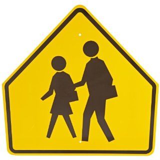 Brady 80070 30" Width x 30" Height B 959 Reflective Aluminum, Black on Reflective Yellow Standard Traffic Sign, Pedestrians Pictogram: Industrial Warning Signs: Industrial & Scientific