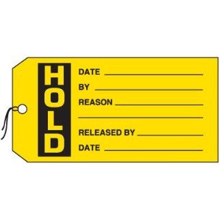 Emedco Hold Inventory Tag, Black / Yellow: Industrial Lockout Tagout Tags: Industrial & Scientific