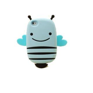 HJX Light Blue iphone 4/4S New 3D Cartoon Smile Bee Soft Silicone Case Protective Cover For Apple iphone 4 4G 4S: Cell Phones & Accessories