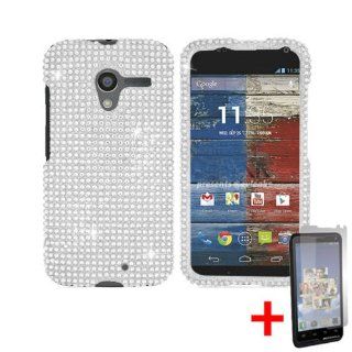 MOTOROLA MOTO X WHITE DIAMOND BLING COVER HARD CASE + FREE SCREEN PROTECTOR from [ACCESSORY ARENA]: Cell Phones & Accessories