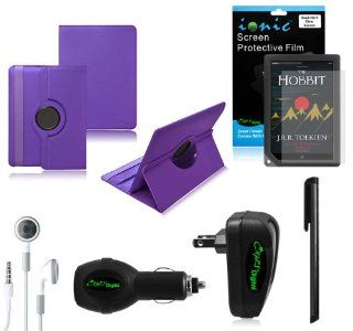 Ionic Purple Leather Case Cover with Charger and Screen Protector for New Barnes Noble Nook HD+ 9 inch Wifi (6 item)[Does not fit Nook Tablet]: Computers & Accessories