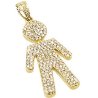 Mens 14k Yellow Gold 0.99ctw diamond Little boy baby doll charm LP147MY: Jewelry