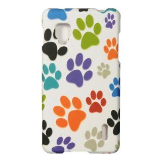VMG For Sprint Version LG Optimus G LS 970 Design Hard Cell Phone Case Cover   White Multi Colored Dog Paw Pawprint [In VANMOBILEGEAR Retail Packaging] *** For "Sprint" Version Only ***: Everything Else
